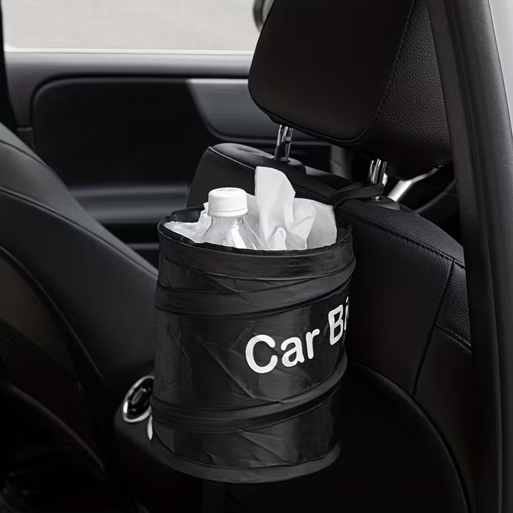 Waterproof Car Trash Can With Lid - Мини-черный складной всплывающий автомобильный мусорный бак,