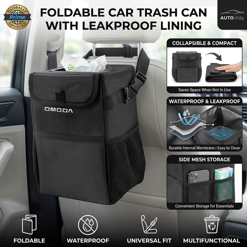 Waterproof Car Trash Can With Lid - Складная портативная автомобильная мусорная корзина с
