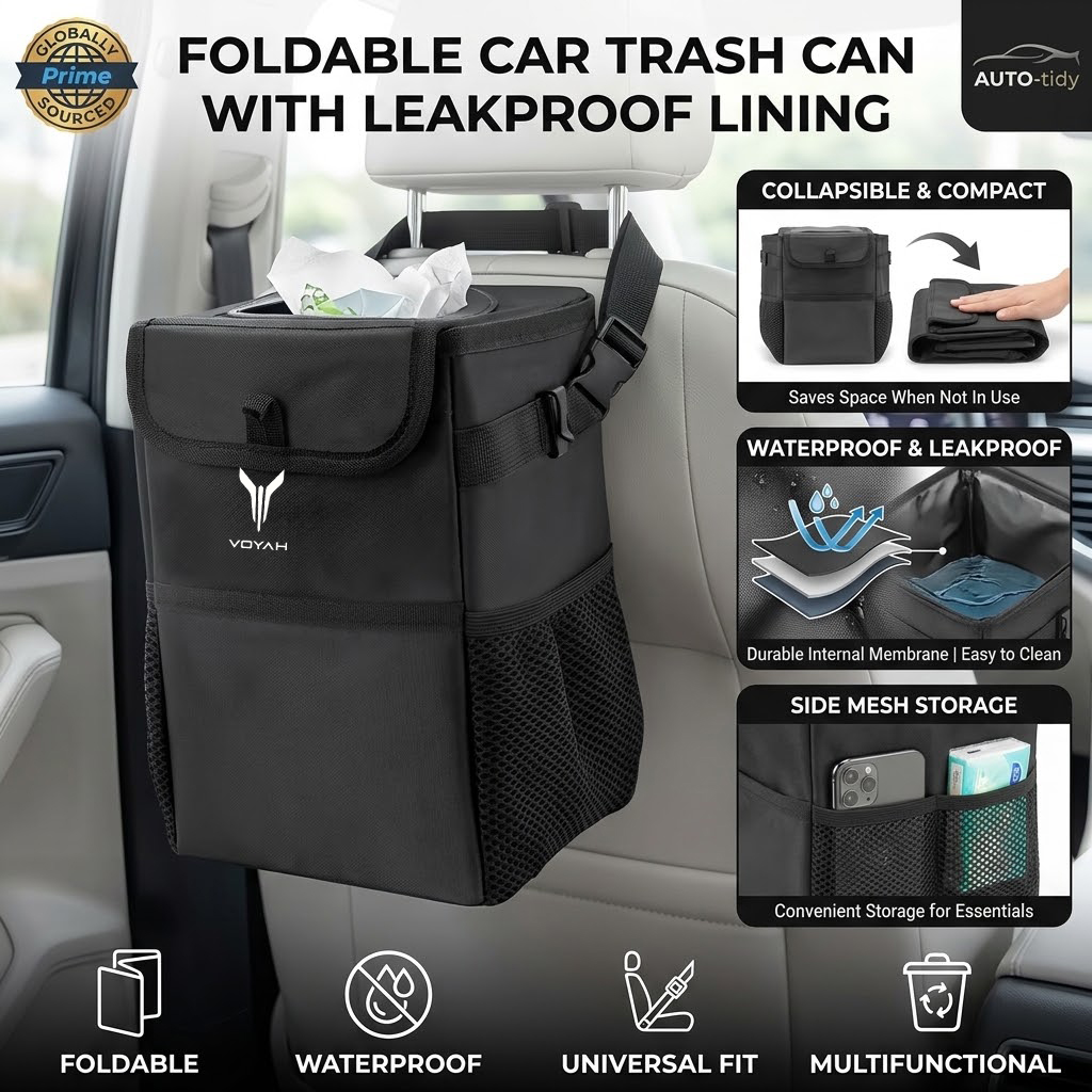 Складной, портативный, гермети – обзор и цена Waterproof Car Trash Can With Lid