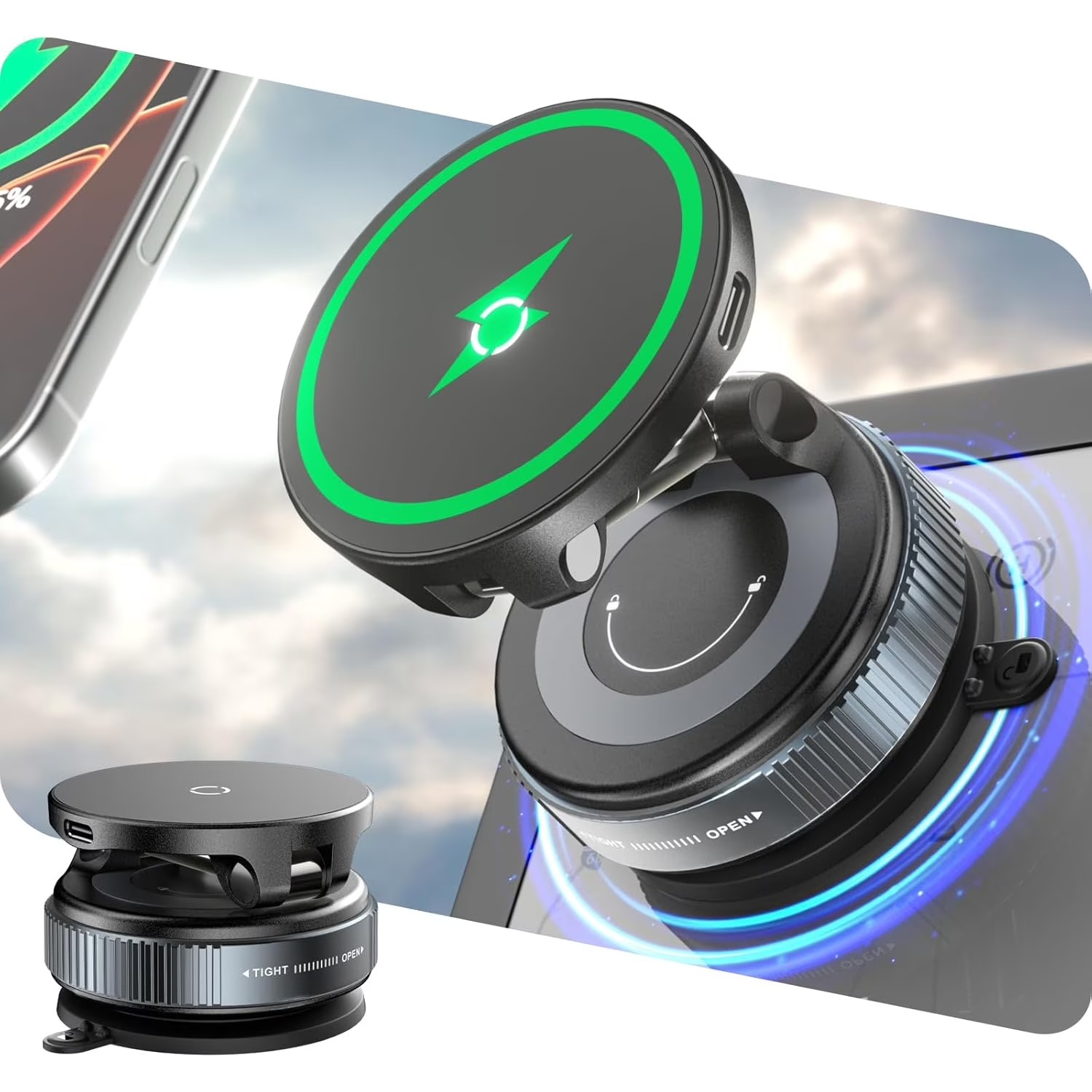 Беспроводное быстрое зарядное  – обзор и цена Wireless Car Charger Mount Fast Charging